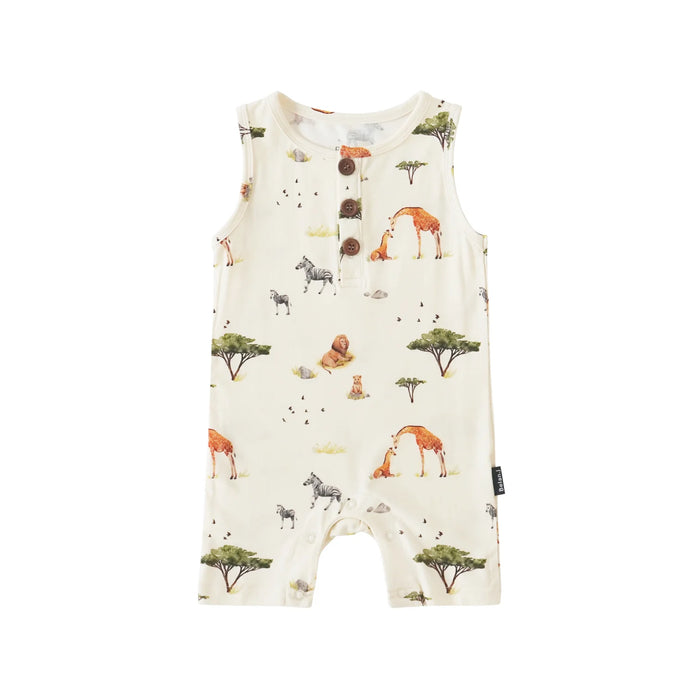 Belan.J Sleeveless Shortall Romper - Safari