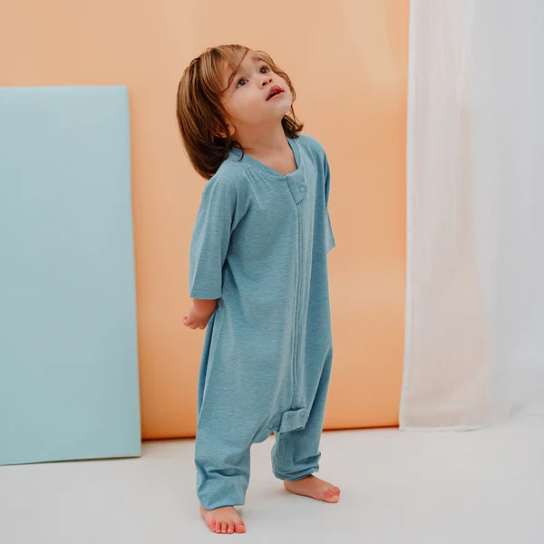 Nest Designs Short Sleeve Footed Sleep Bag 0.6Tog - Meadow Green