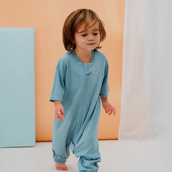 Nest Designs Short Sleeve Footed Sleep Bag 0.6Tog - Meadow Green