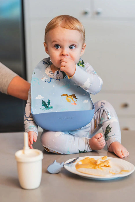 Loulou Lollipop Silicone Bib Printed - Magical Dragons