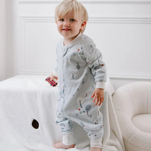 Nest Designs Organic Long Sleeve Footed Sleep Bag 1.0T - Snowy Snuggles