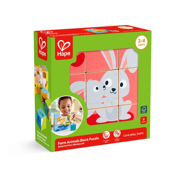 Hape Farm Wooden Blocks Puzzle E1460