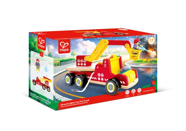 Hape Siren & Lights Toy Fire Truck E3090