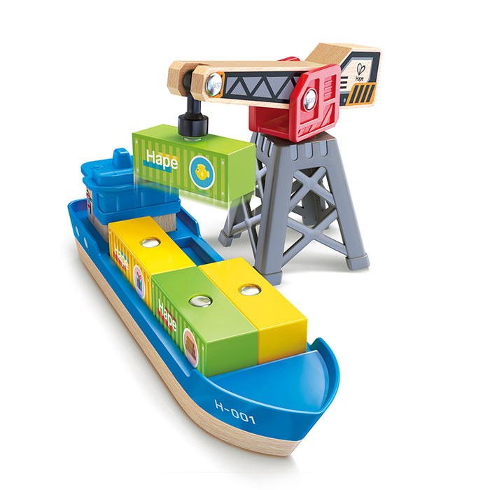 Hape Cargo Ship & Crane E3792