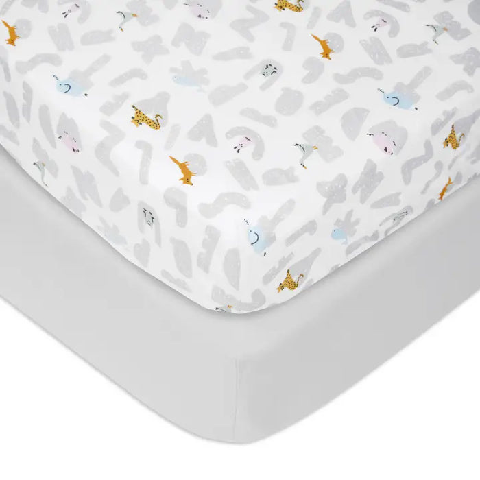 Aden + Anais Classic Poplin Crib Sheets 2pk - Alphabet Animals