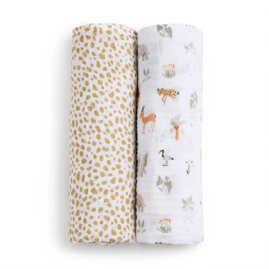 Aden + Anais Muslin Swaddle 2pc - Giraffe Safari