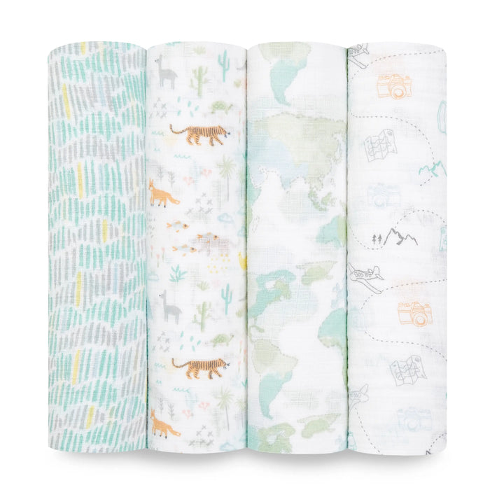 Aden + Anasis Muslin Swaddle Blanket 4pc - Voyage