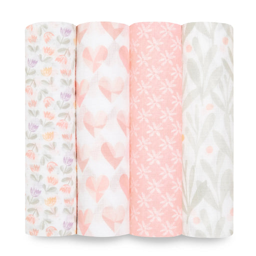 Aden + Anasis Muslin Swaddle Blanket 4pc - Piece of My Heart