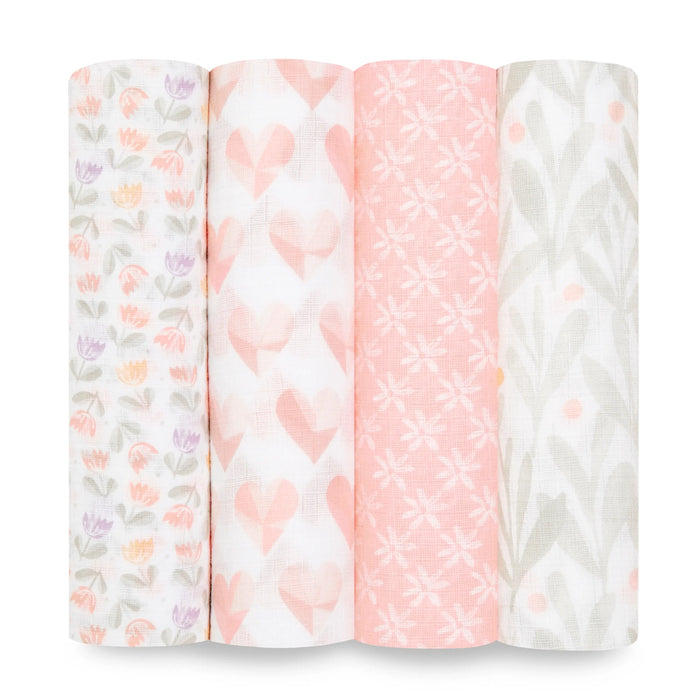 Aden + Anasis Muslin Swaddle Blanket 4pc - Piece of My Heart