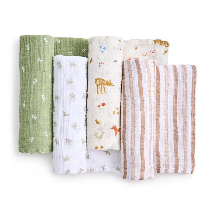 Aden + Anais Muslin Swaddle Blanket 4pc - Sage Woodland
