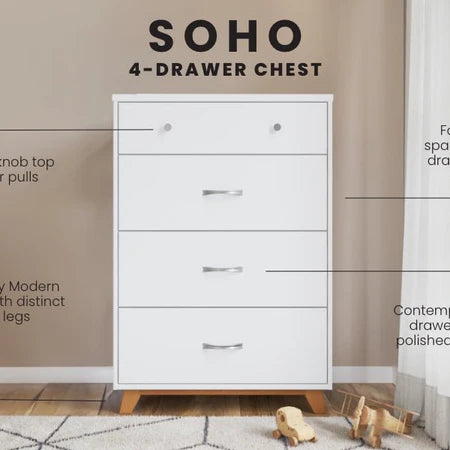 Child Craft Soho 4-Drawer Chest - White/Natural