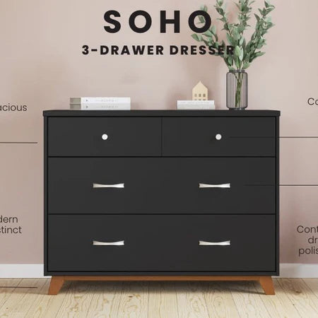 Child Craft Soho 3-Drawer Dresser - Ebony