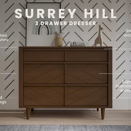 Child Craft Surrey Hill 3-Drawer Dresser - Toasted Chestnut