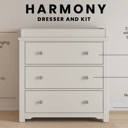 Child Craft Harmony 3-Drawer Dresser - Brushed Cotton