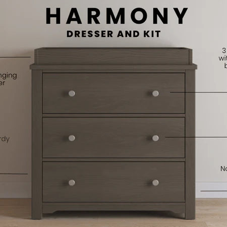 Child Craft Harmony 3-Drawer Dresser - Dapper Grey
