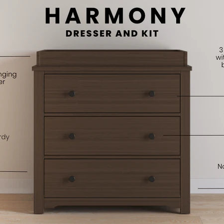 Child Craft Harmony 3-Drawer Dresser - Brushed Truffle
