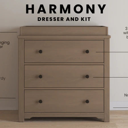 Child Craft Harmony 3-Drawer Dresser - Dusty Heather