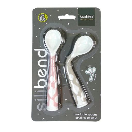 Kushies Silibend Spoons 2pk - Sand/Pink