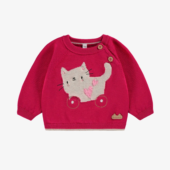 Souris Mini Knit Sweater w/ Jacquard Pattern - Pink
