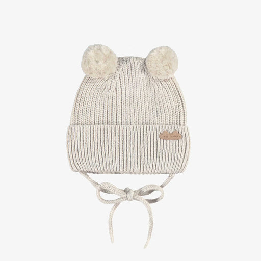 Souris Mini Knit Beanie w/ Pom-Poms - Cream