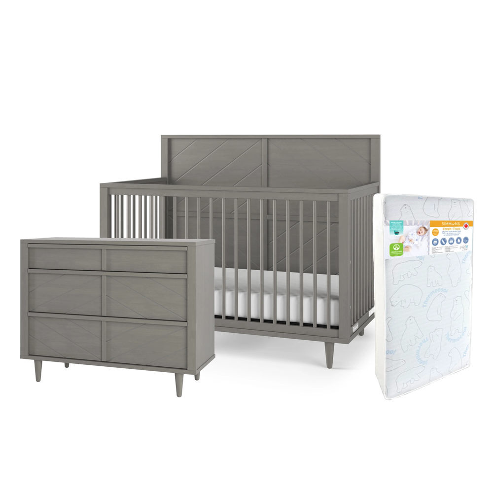 Child Craft Surrey Hill Crib+3-D. Dresser+Simmons Fresh - Lunar Grey (STORE PICK UP ONLY)