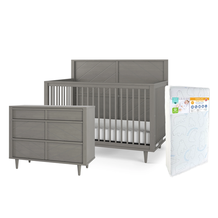 Child Craft Surrey Hill Crib+3-D. Dresser+Simmons Fresh - Lunar Grey (STORE PICK UP ONLY)