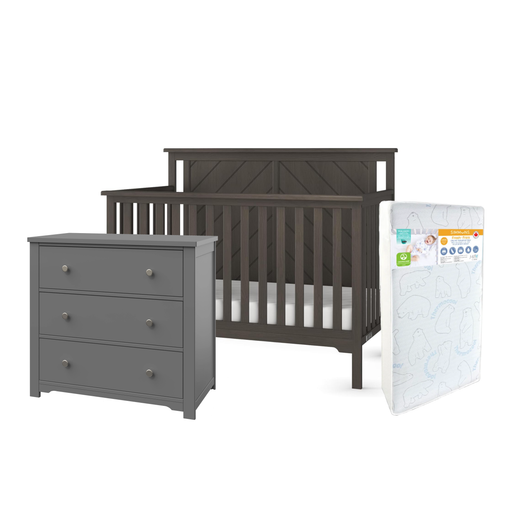 Child Craft Hampton Crib+Harmony Dresser+Simmons Fresh Mattress - Dapper Grey (STORE PICK UP ONLY)