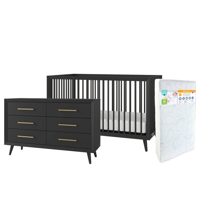 Child Craft Cranbrook Crib+6-D. Dresser+Simmons Fresh-Ebony (STORE PICK UP ONLY)