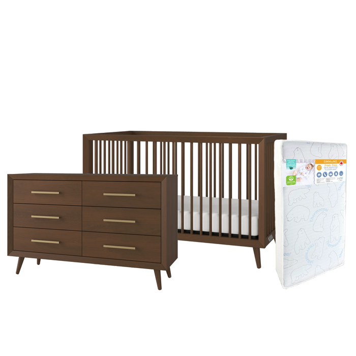Child Craft Cranbrook Crib+6-D. Dresser+Simmons Fresh-Toasted Chestnut (STORE PICK UP ONLY)