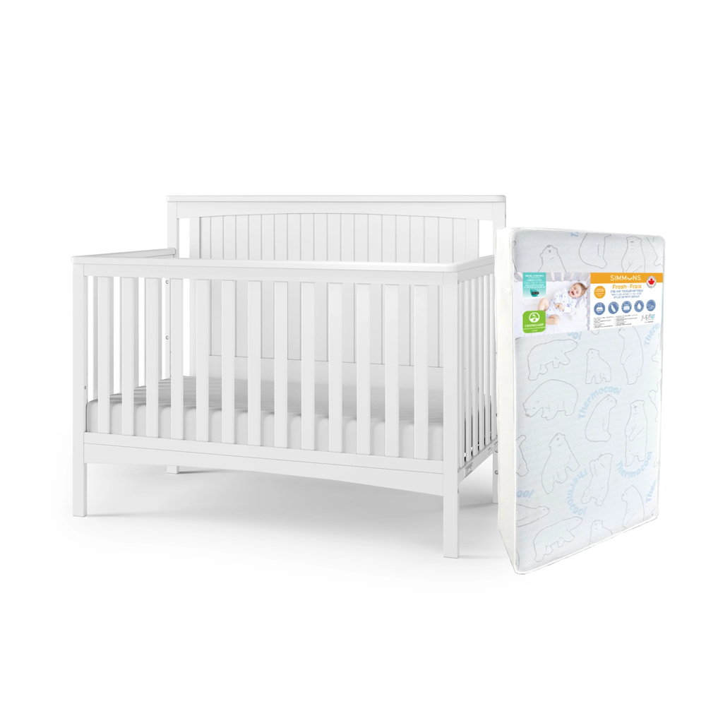 Child Craft Scout Crib+Simmons Fresh Mattress - Matte White (STORE PICK UP ONLY)