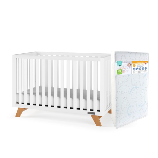 Child Craft Soho Crib+Simmons Fresh Mattress - White/Natural (STORE PICK UP ONLY)