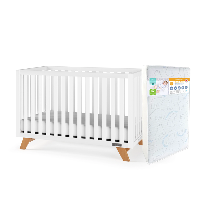 Child Craft Soho Crib+Simmons Fresh Mattress - White/Natural (STORE PICK UP ONLY)