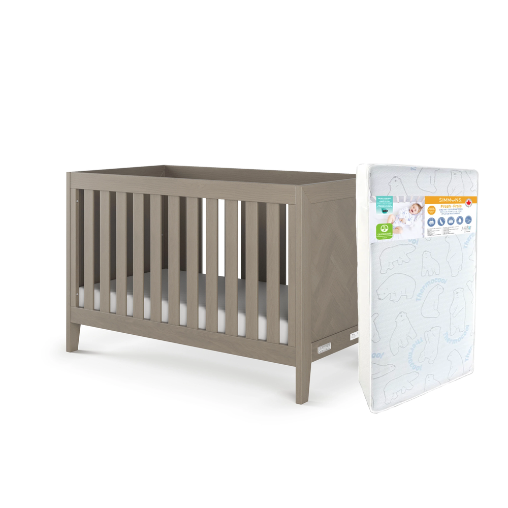 Child Craft Kieran 3-in-1 Crib+Simmons Fresh Mattress - Crescent Grey (STORE PICK UP ONLY)