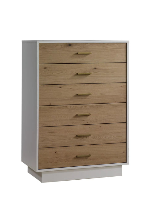 Natart Como Naturale 6 Drawer Tall Chest - White/Natural Oak