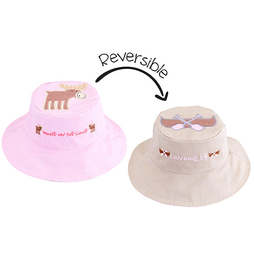 Flapjacks Reversible Kids & Toddler Sun Hat – Moose/Canoe