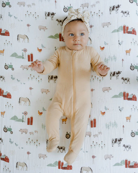 Little Unicorn Cotton Muslin Crib Sheet - Farmyard