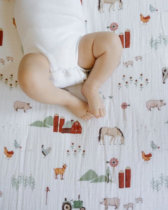 Little Unicorn Cotton Muslin Crib Sheet - Farmyard