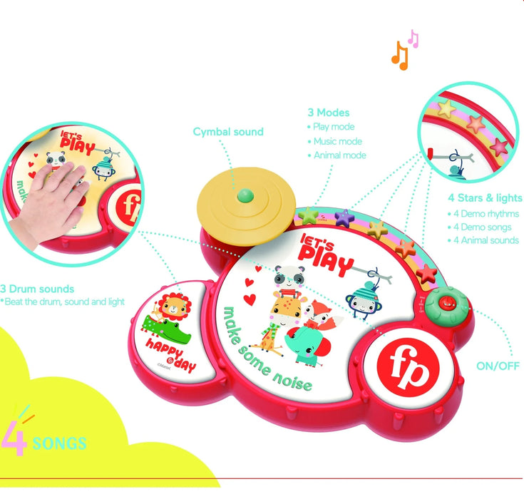 Fisher Price Electronic Drum - Bright Red