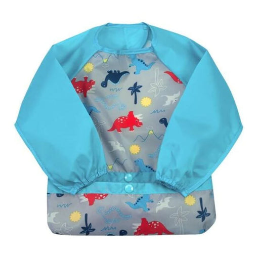 Green Sprouts Easy Wear Long Sleeve Bib - Aqua Dinosaurs