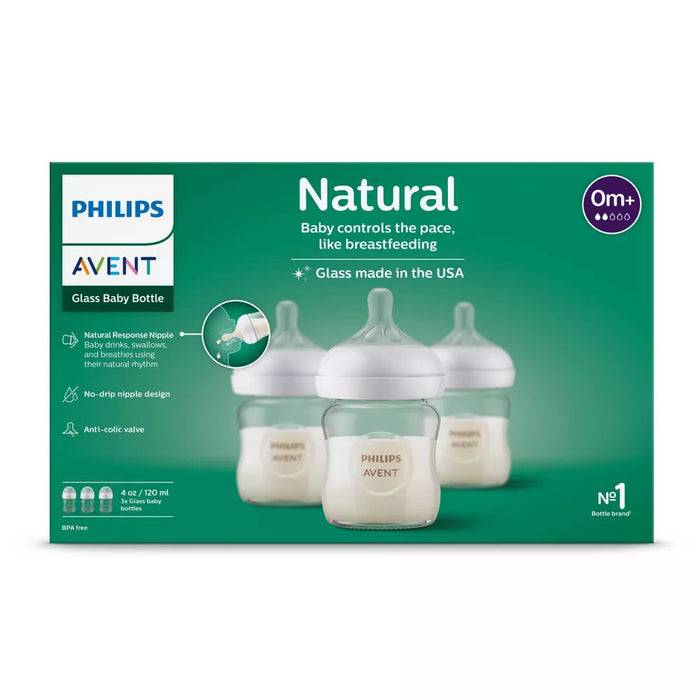 Avent Glass Natural Bottle 3pk 4oz - 0M+