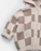 7am Hooded Cardigan Checkers Fuzzy- Ecru & Taupe 6-12M