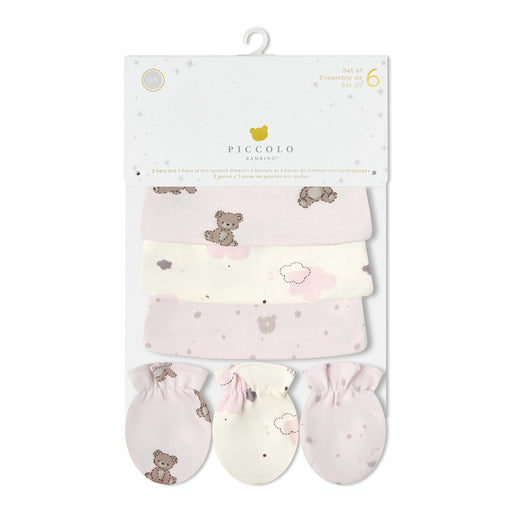 Piccolo Bambino 3 hats & 3 mittens - Pink