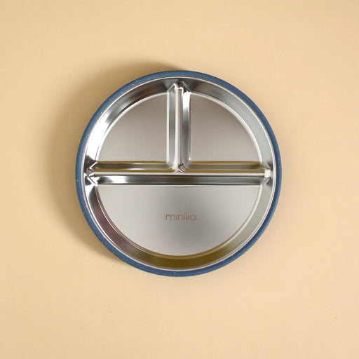 Minika Stainless & Silicone Suction Plate - Indigo