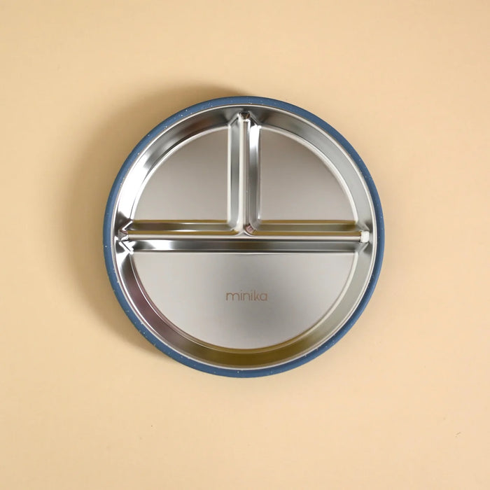 Minika Stainless & Silicone Suction Plate - Indigo