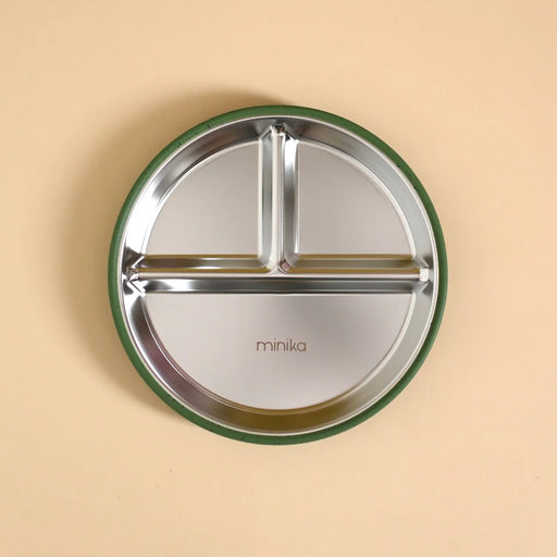 Minika Stainless & Silicone Suction Plate - Leaf