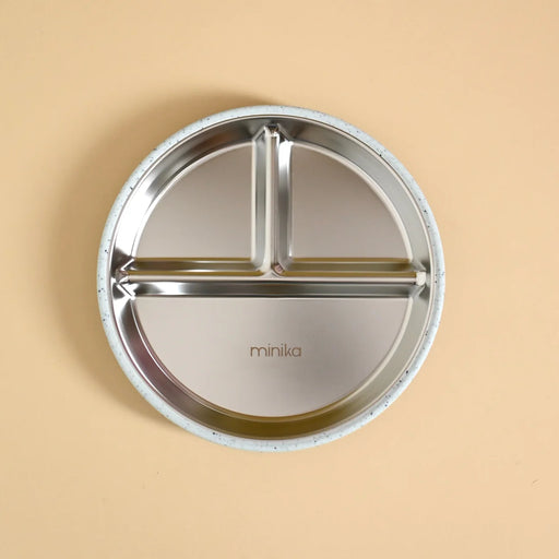 Minika Stainless & Silicone Suction Plate - Ice
