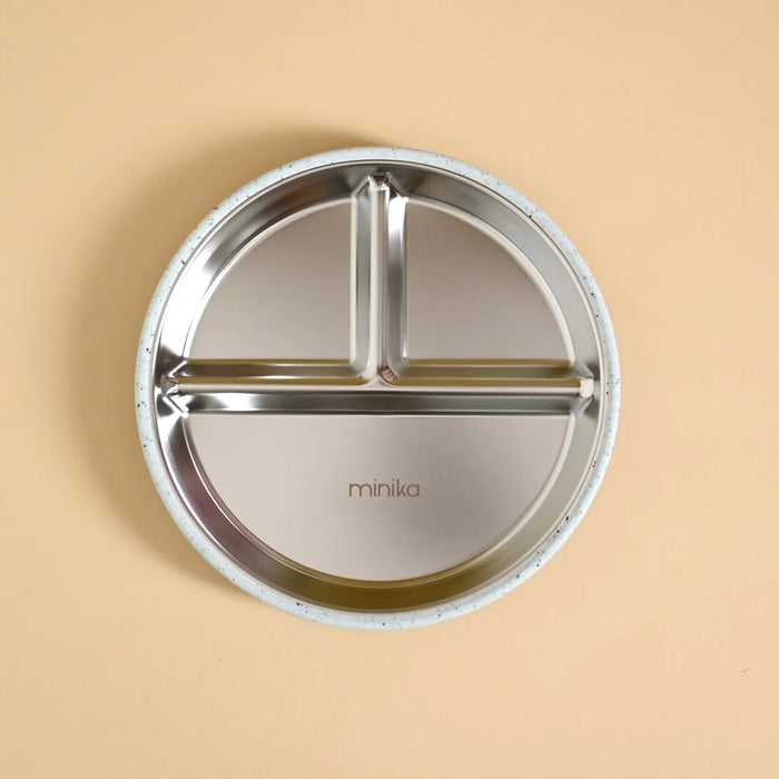 Minika Stainless & Silicone Suction Plate - Ice