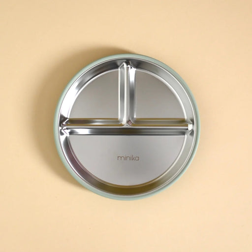 Minika Stainless & Silicone Suction Plate - Sage