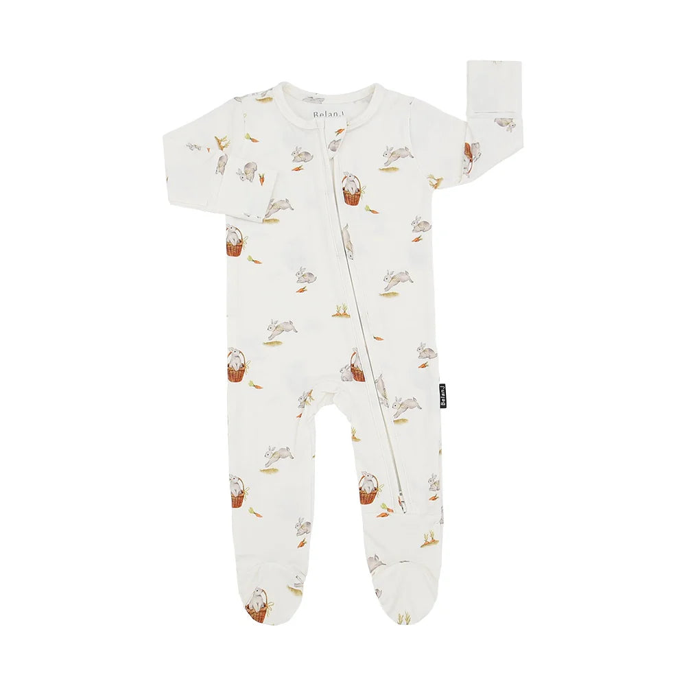 Belan.J Footed Zipper Sleeper - Garden Bunnies