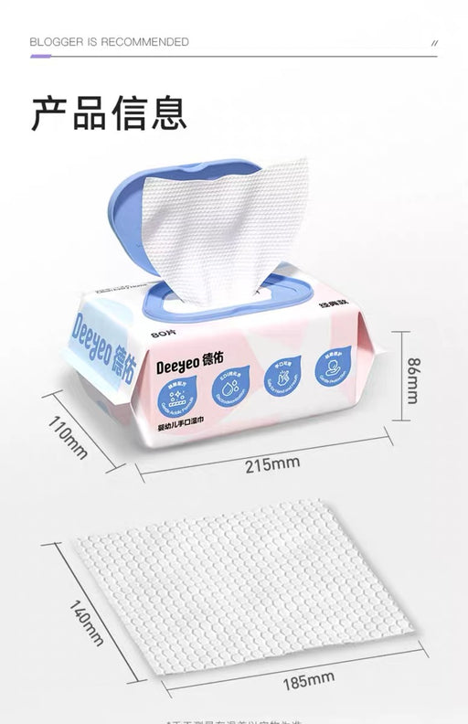 Deeyeo Baby Hand and Mouth Wet Wipes 80pc (pink/blue)